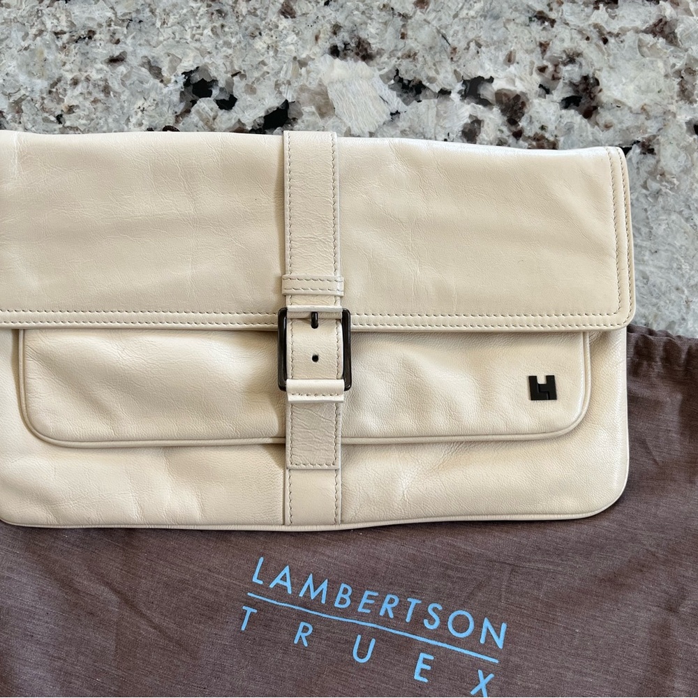 Lambertson Truex Cream Leather Clutch - Picture 2 of 9